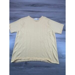 Croft & Barrow Womens Yellow Striped Knit T-Shirt Top Size L